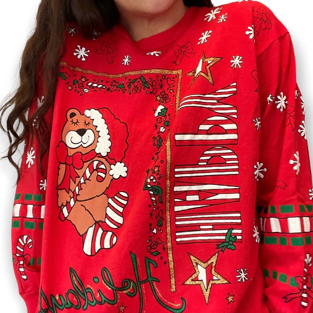 VTG Christmas Sweatshirt Happy Holidays